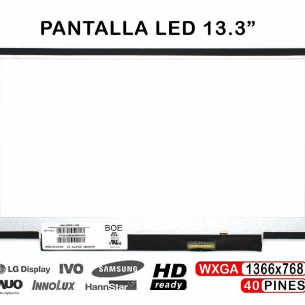 ECRÃ LED DE 13.3" PARA PORTÁTIL HB133WX1-100 40 PINES