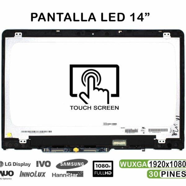 Ecrã LED Tátil Completo 14" WUXGA (1920x1080) para Portátil HP Pavilion x360 14-BA 14M-BA Series - Com Quadro - Green Computer