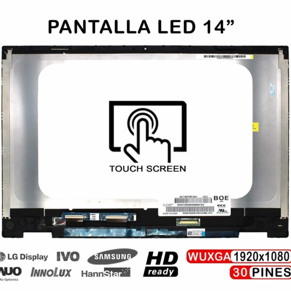 ECRÃ LED TÁTIL COMPLETO DE 14" PARA PORTATIL HP PAVILION X360 14-DW 14-DWXXX SERIES COM QUADRO
