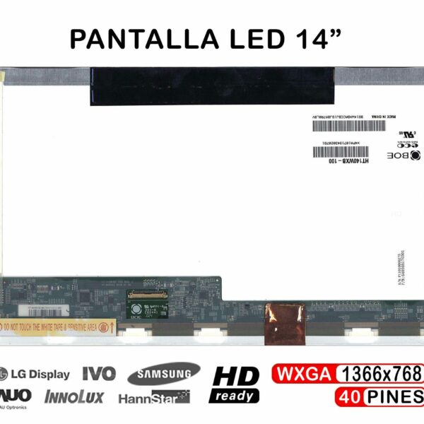 Ecrã LED 14" WXGA (1366x768) 40 Pinos para Portátil Fujitsu LifeBook S751