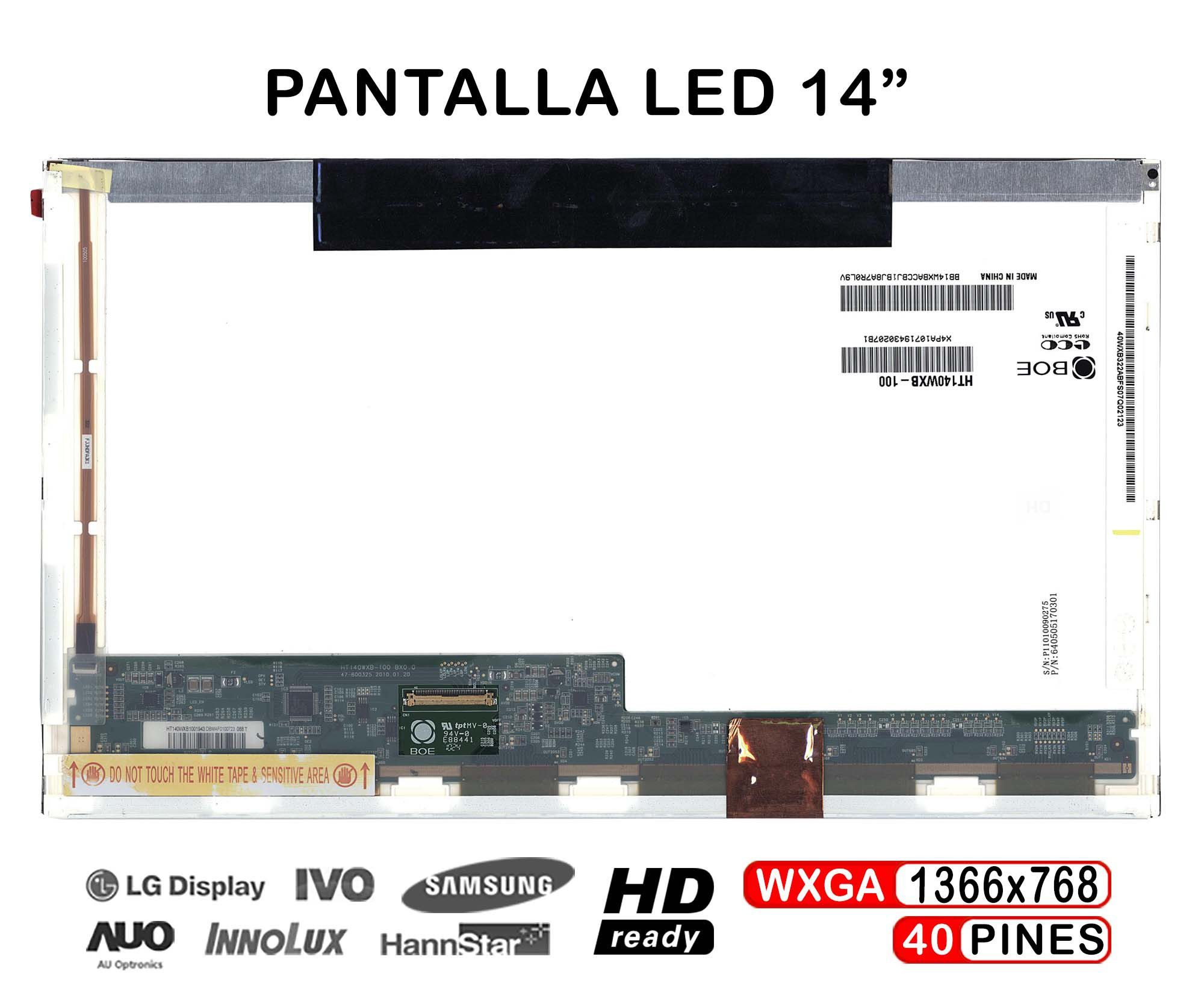 Ecrã LED 14" WXGA (1366x768) 40 Pinos para Portátil Fujitsu LifeBook S751
