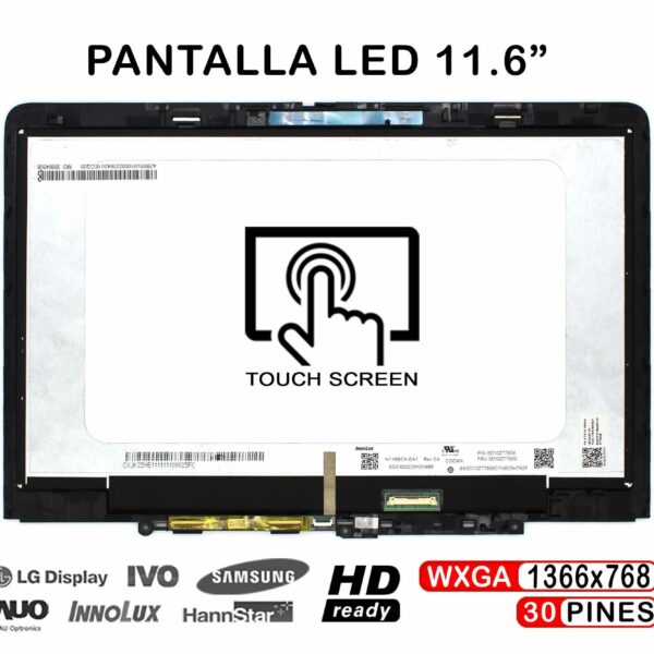 ECRÃ TÁTIL LED DE 11.6" PARA PORTATIL LENOVO 300W YOGA GEN 4 COM QUADRO