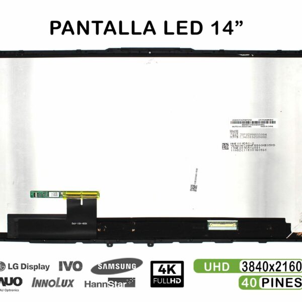 Ecrã LED Tátil 14" 4K para Portátil Lenovo Yoga C940-14IIL (5D10S39596) - Com Quadro