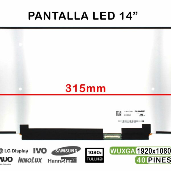 Ecrã LED 14" WUXGA (1920x1080) 40 Pinos para Portátil - LQ140M1JW49