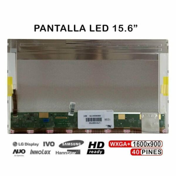 Ecrã LED 15.6" WXGA+ (1600x900) 40 Pinos para Portátil - Compatível LTN156KT02 LP156WD1 B156RW01