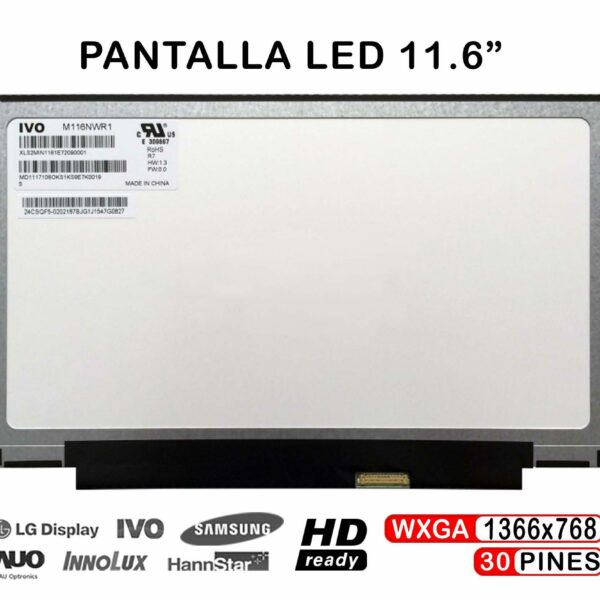 Ecrã LED 11.6" WXGA (1366x768) 30 Pinos para Portátil - M116NWR1, B116XTN01.0