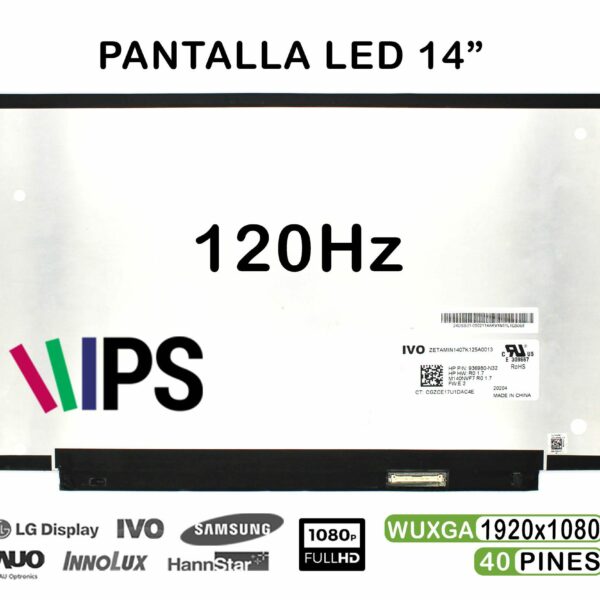 ECRÃ LED DE 14" PARA PORTATIL M140NVF7 R0 1.7 IPS 120HZ 40 PINES FHD
