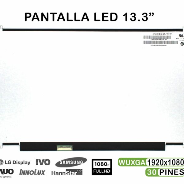 Ecrã LED 13.3" Full HD (1920x1080) 30 Pinos para Portátil - Compatível N133HSE-EA Rev.C1