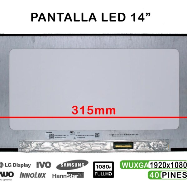 ECRÃ LED DE 14" PARA PORTÁTIL N140HCN-E5C FHD 40 PINOS
