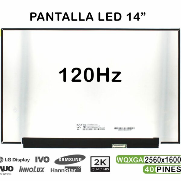Ecrã LED 14" QHD 2560x1600 120Hz 40 Pinos para Portátil - NE140QDM-NX1