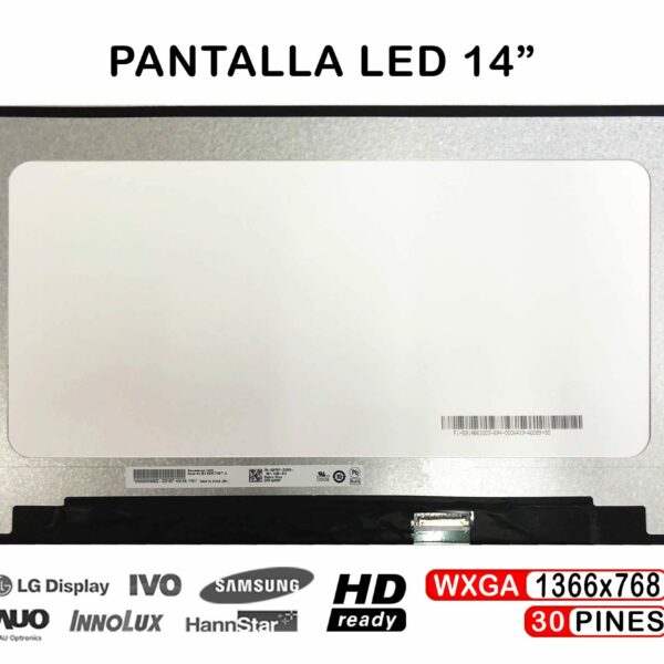 Ecrã LED 14" WXGA (1366x768) 30 Pinos para Portátil Dell Latitude 5400/5401 - NT140WHM-N45