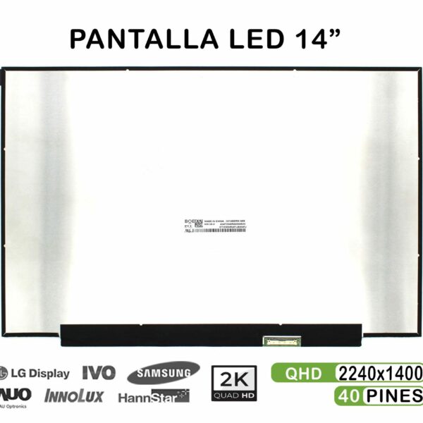 ECRÃ LED DE 14" PARA PORTATIL NV140DRM-N63 2K 40 PINES