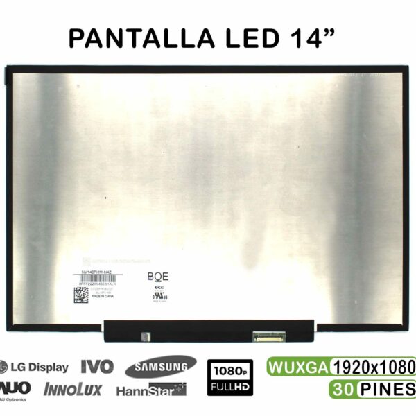 Ecrã LED 14" FHD (1920x1080) 30 Pinos NV140FHM-N4Z para Portátil - Substituição Green Computer