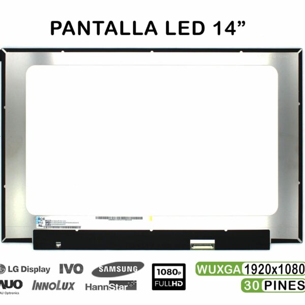 Ecrã LED 14" WUXGA (1920x1200) 30 Pinos para Portátil - Compatível NV140WUM-N44, B140UAN02.0
