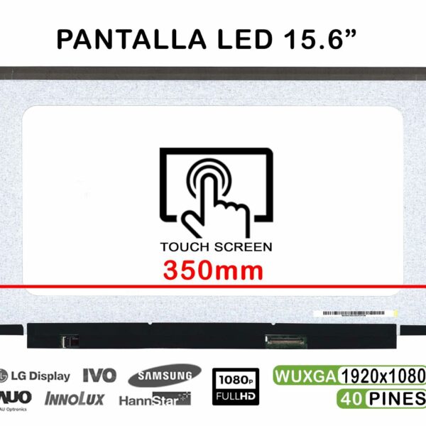 Ecrã LED Tátil 15.6" FHD 1920x1080 40 Pinos para Portátil - NV156FHM-T0E