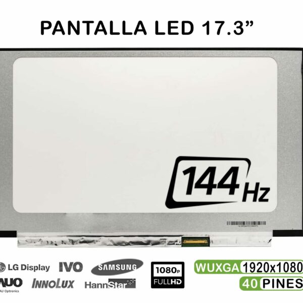 Ecrã LED 17.3" FHD 144Hz 40 Pinos para Portátil NV173FHM-NX4 V8.0 - Compatível com Acer Nitro, ASUS TUF/ROG, HP Omen, Lenovo Legion, MSI Gaming