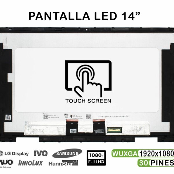 Ecrã LED Tátil 14" WUXGA (1920x1080) 30 Pinos para Portátil HP Pavilion x360 14-DY Series