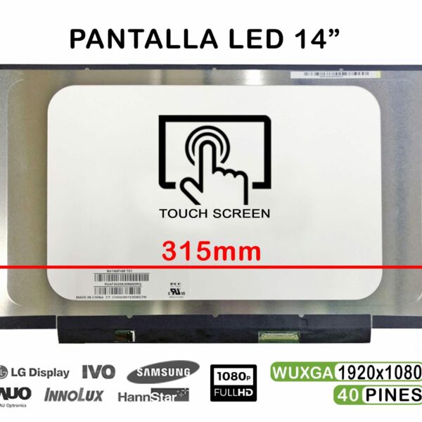 ECRÃ LED TÁTIL DE 14" PARA PORTATIL NV140FHM-T01 40 PIN IPS