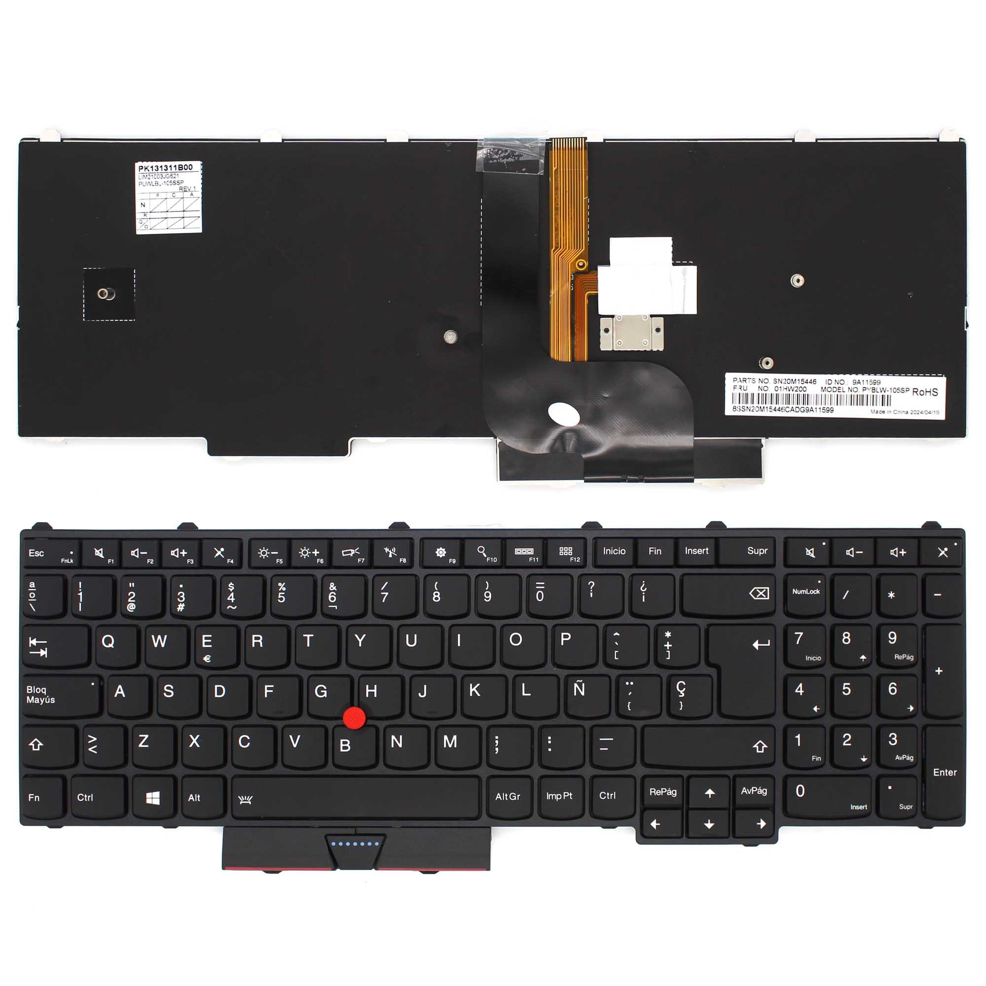 Teclado Retroiluminado Preto para Portátil Lenovo P50 P70 - Espanhol - Ref. 18-0072C-DZ01-001SP - Image 5