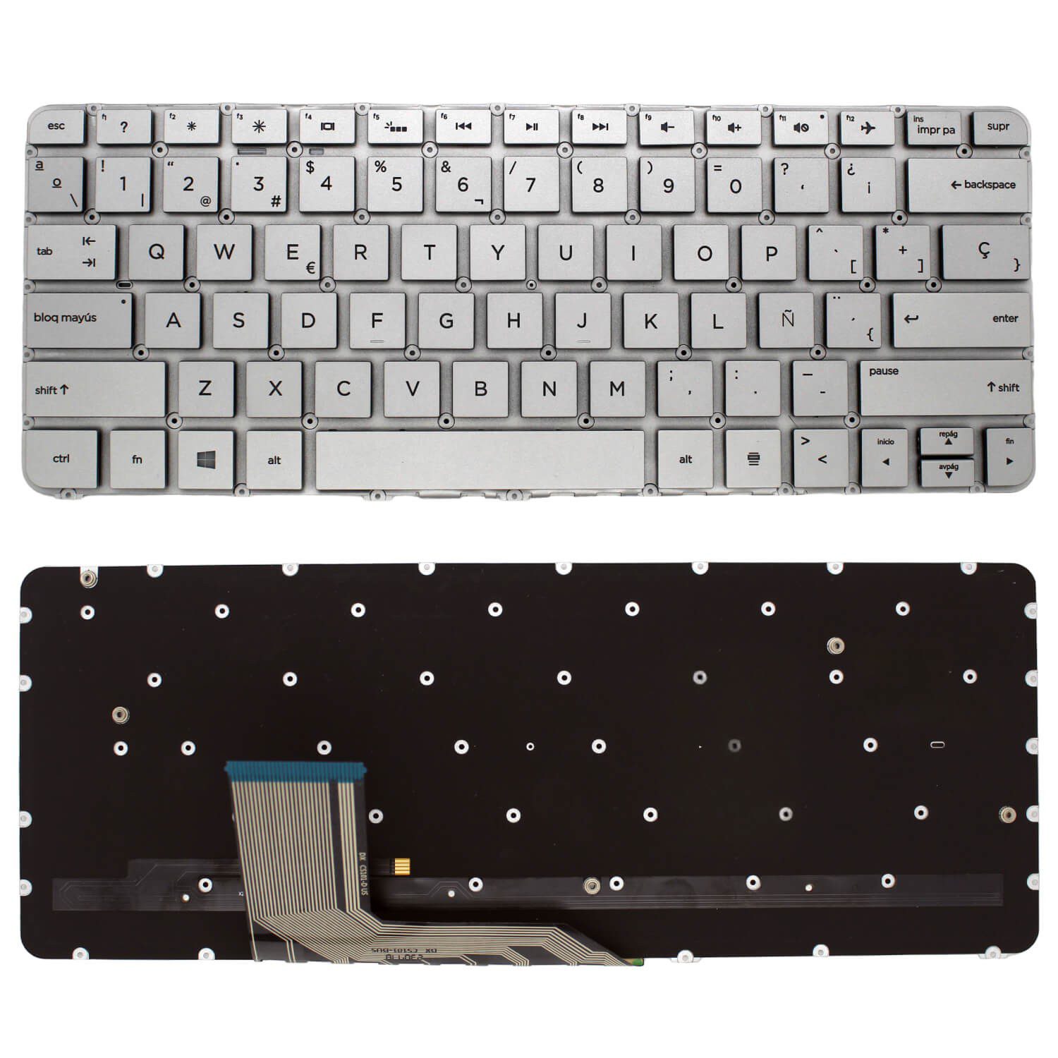 Teclado Portátil HP Spectre 13-4000 13-4100 13-4200 x360 Prata Espanhol Retroiluminado Sem Estrutura - Image 4