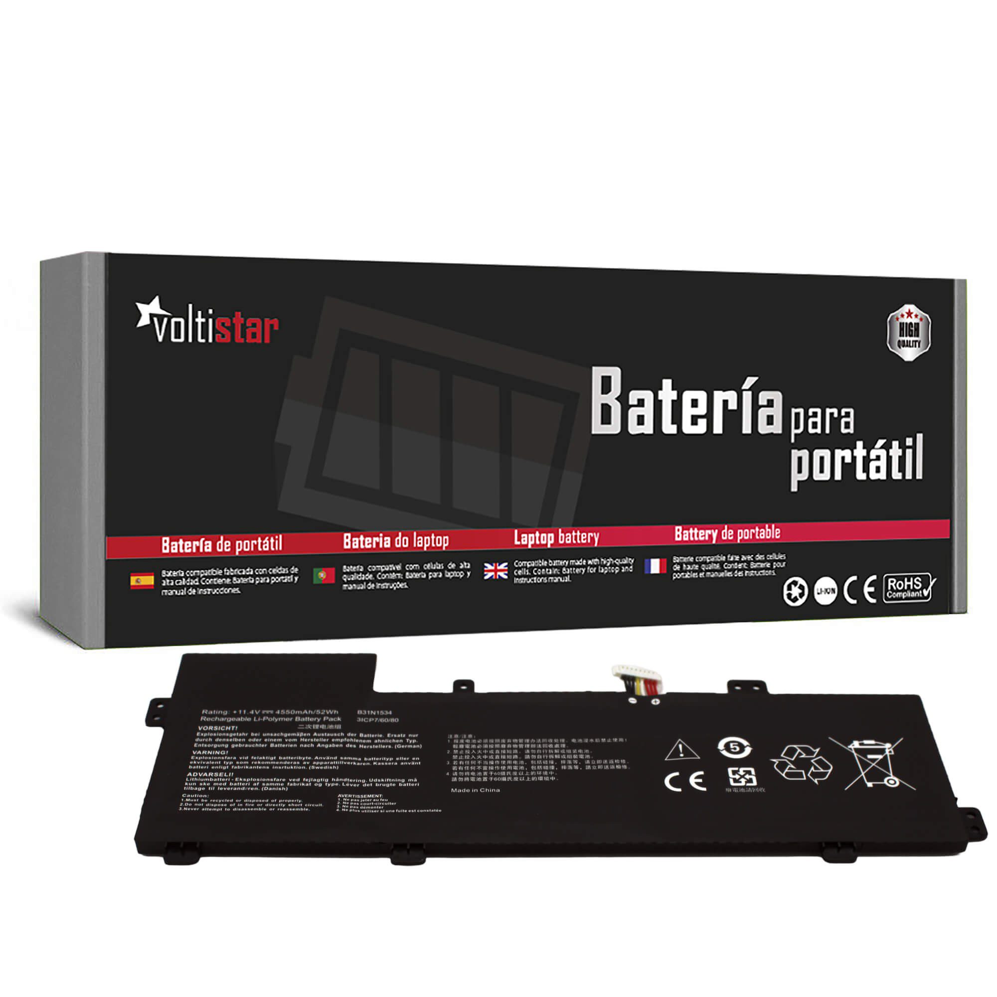 Bateria para Portátil ASUS ZenBook UX510UX B31N1534 - Green Computer
