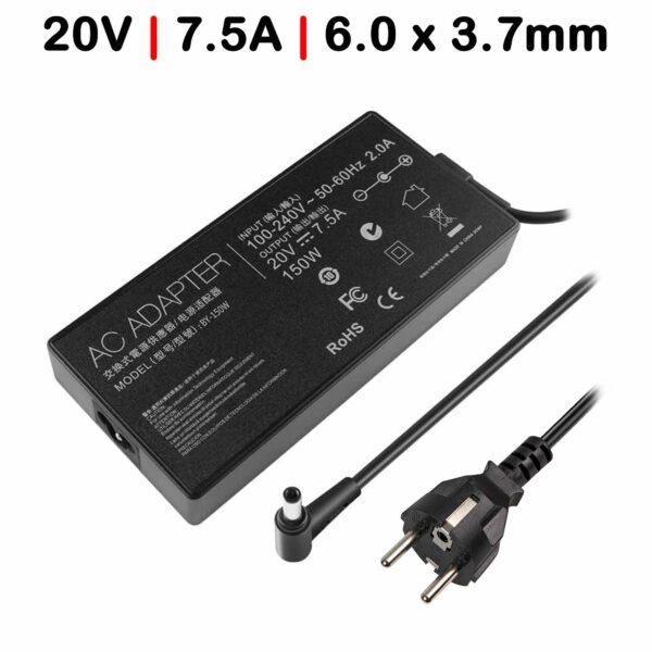 Carregador Portátil ASUS TUF Gaming FX505 FX705 F15 FX506LH 150W 20V 7.5A 6.0x3.7mm