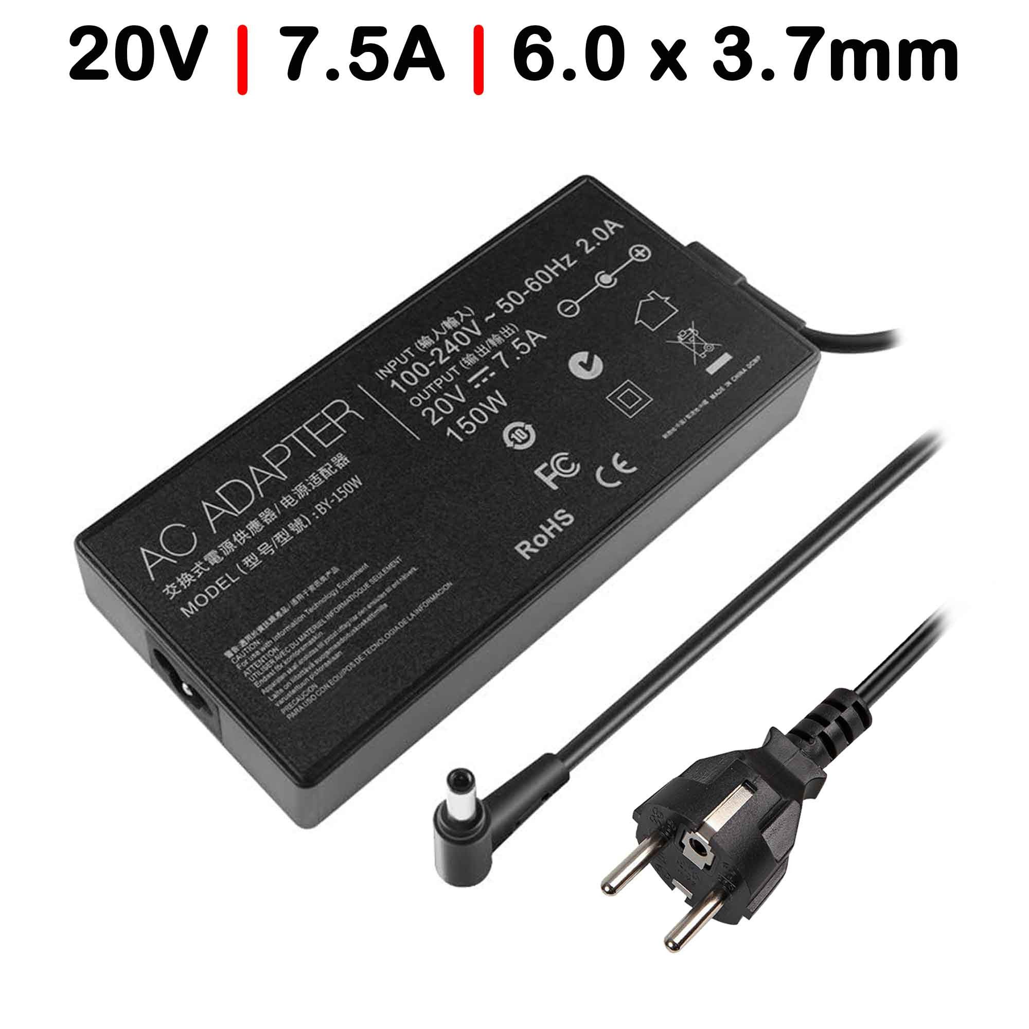 Carregador Portátil ASUS TUF Gaming FX505 FX705 F15 FX506LH 150W 20V 7.5A 6.0x3.7mm