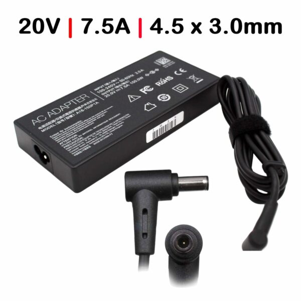 Carregador Portátil Asus 150W 20V 7.5A Conector 4.5x3.0mm - TUF Gaming, ROG Strix, Zephyrus Series