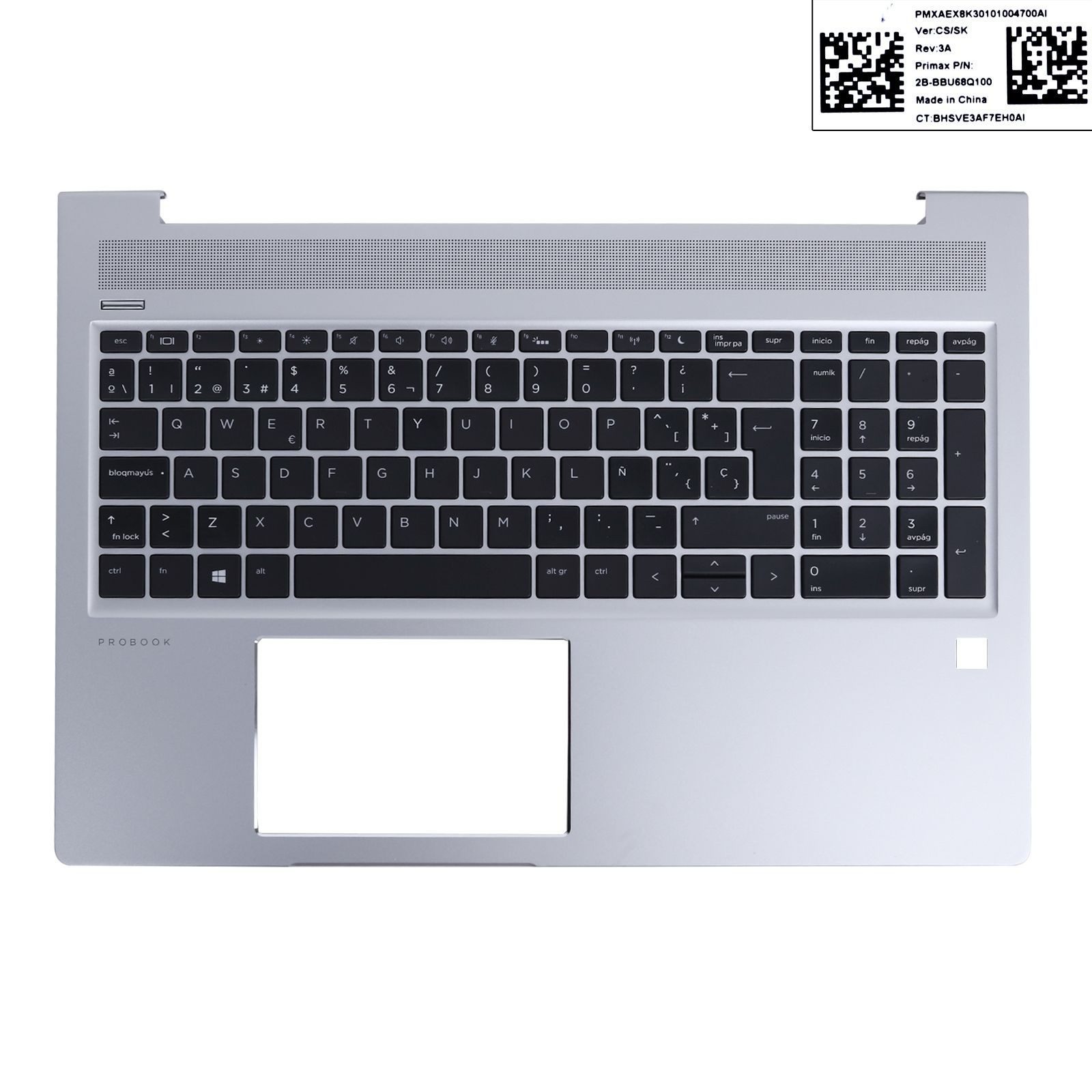 TAMPA SUPERIOR HP PROBOOK 450 G6 G7 455 G6 G7 COM TECLADO SP PRATA - Image 2
