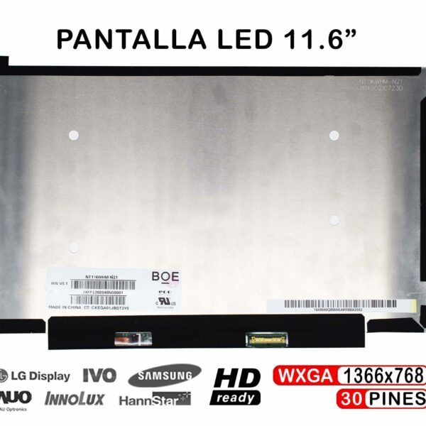 Ecrã LED Fosco 11.6" WXGA (1366x768) 30 Pinos para Portátil - NT116WHM-N21