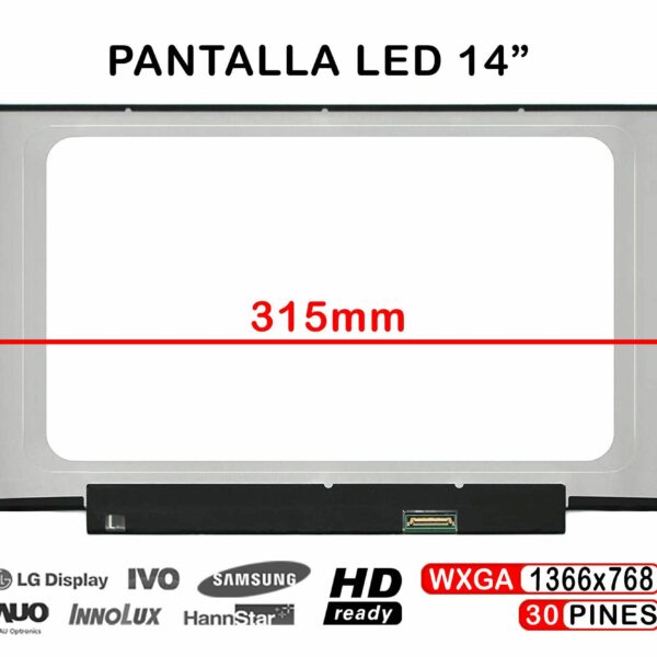 Ecrã LED Fosca 14" WXGA (1366x768) 30 Pinos para Portátil - Compatível B116XTN04.0