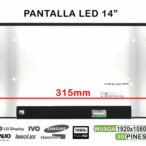 Ecrã LED 14" FHD IPS 30 Pinos para Portátil - Compatível NV140FHM-N63 V8.1