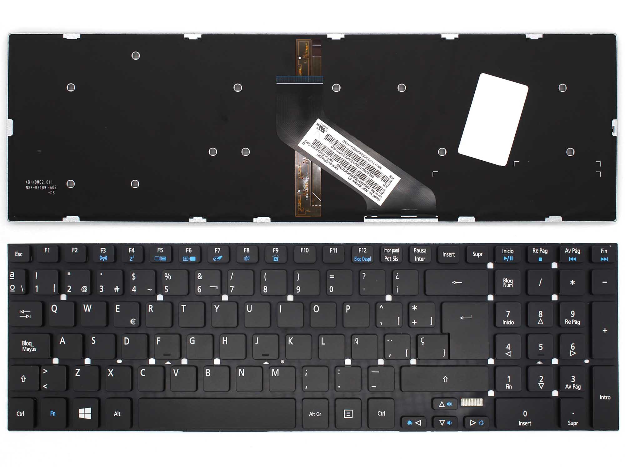 Teclado para Portátil Acer Aspire E5-551-T5TS - Espanhol Retroiluminado - Image 4