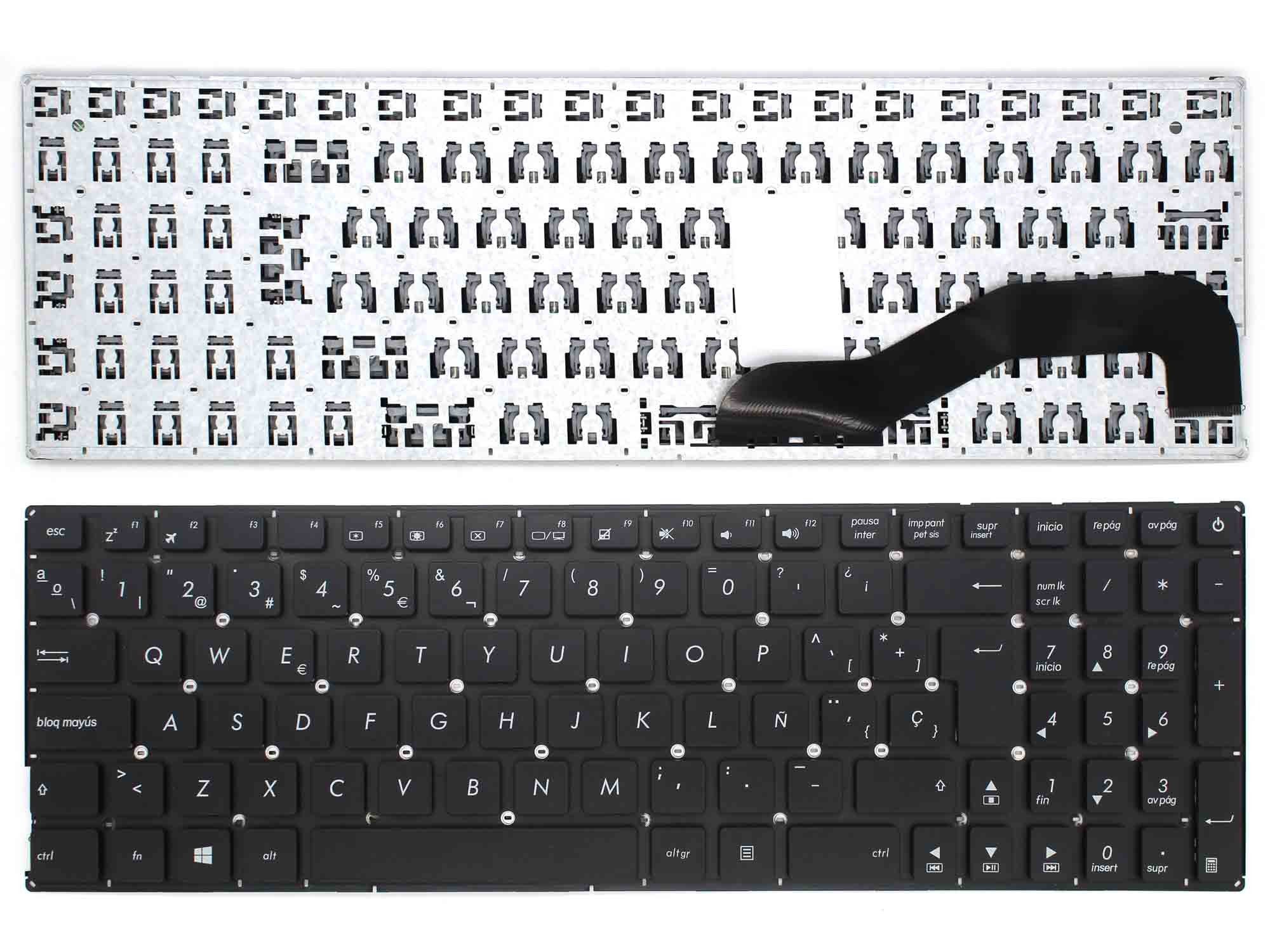 Teclado Portátil Asus F540 Series X543U Espanhol Preto Sem Quadro MP-13K93US-G50 - Image 5