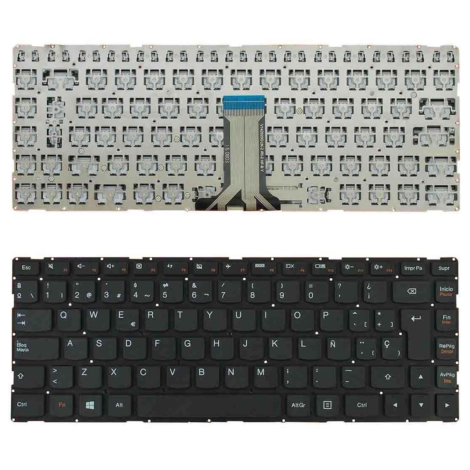 Teclado Espanhol Preto Frameless para Portátil Lenovo Yoga 500-14IBD - Image 2