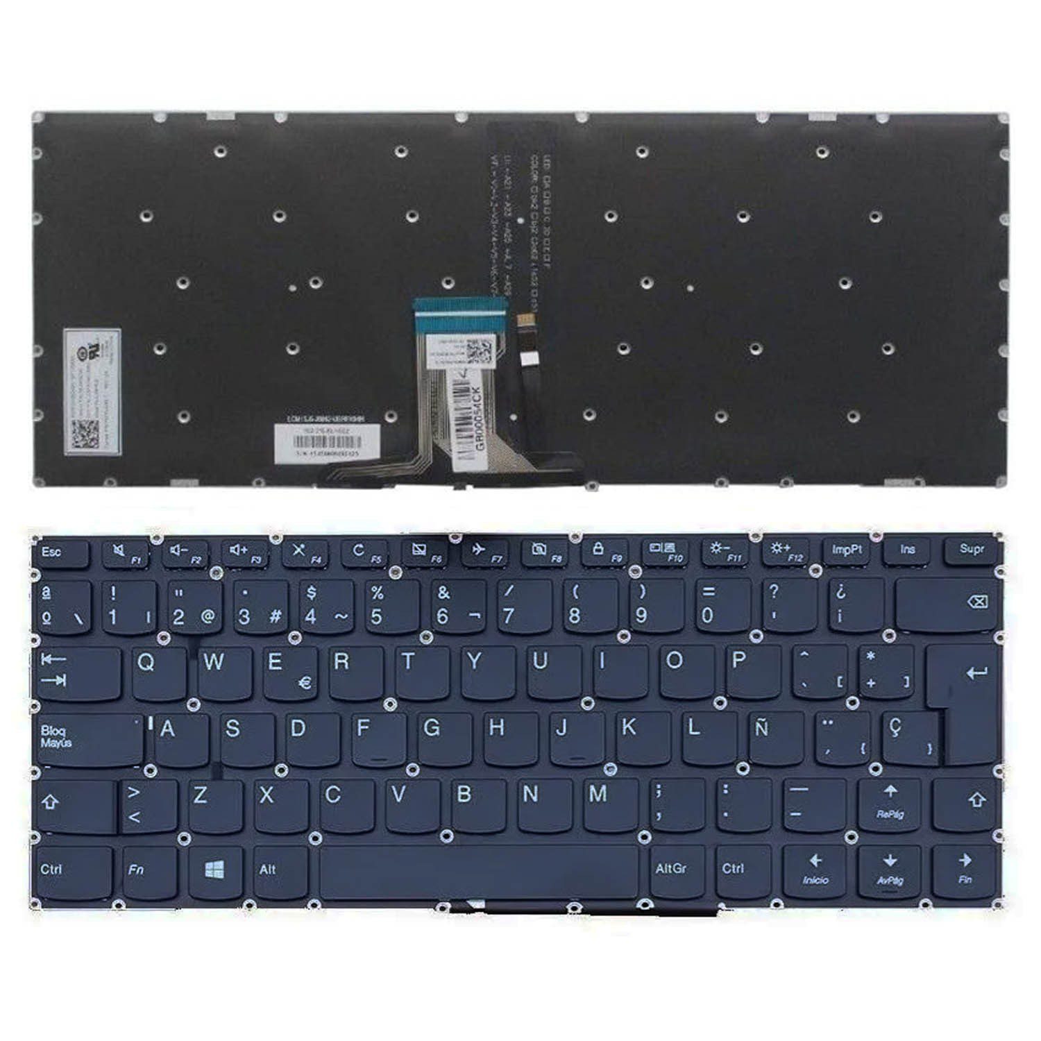 Teclado para Portátil Lenovo Yoga 510-14AST 510-14IKB 510-14ISK - Espanhol Retroiluminado Preto