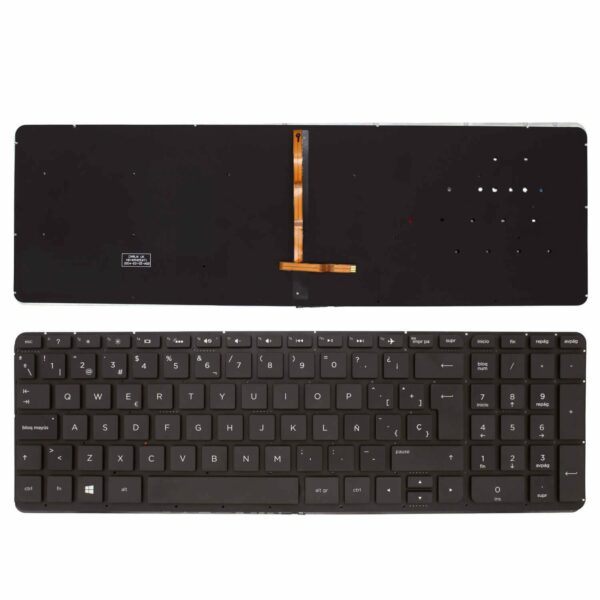 Teclado Retroiluminado Espanhol Preto Sem Moldura para Portátil HP Pavilion 17-f Series (TEC0795)