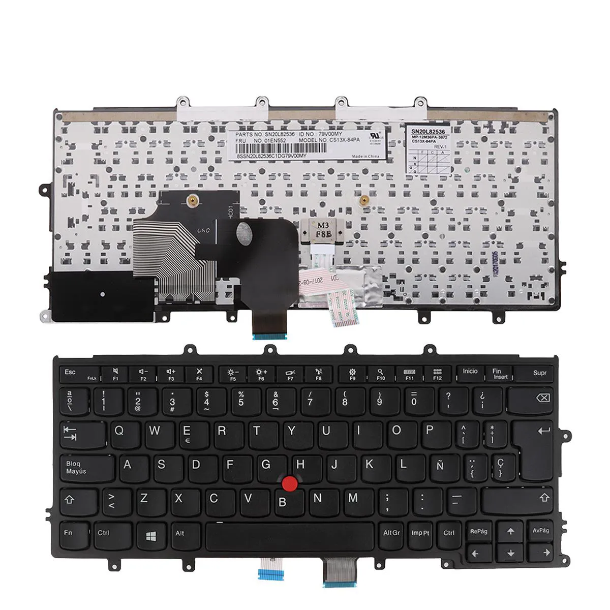 Teclado Portátil Lenovo ThinkPad X240 X250 X260 X270 Espanhol Preto