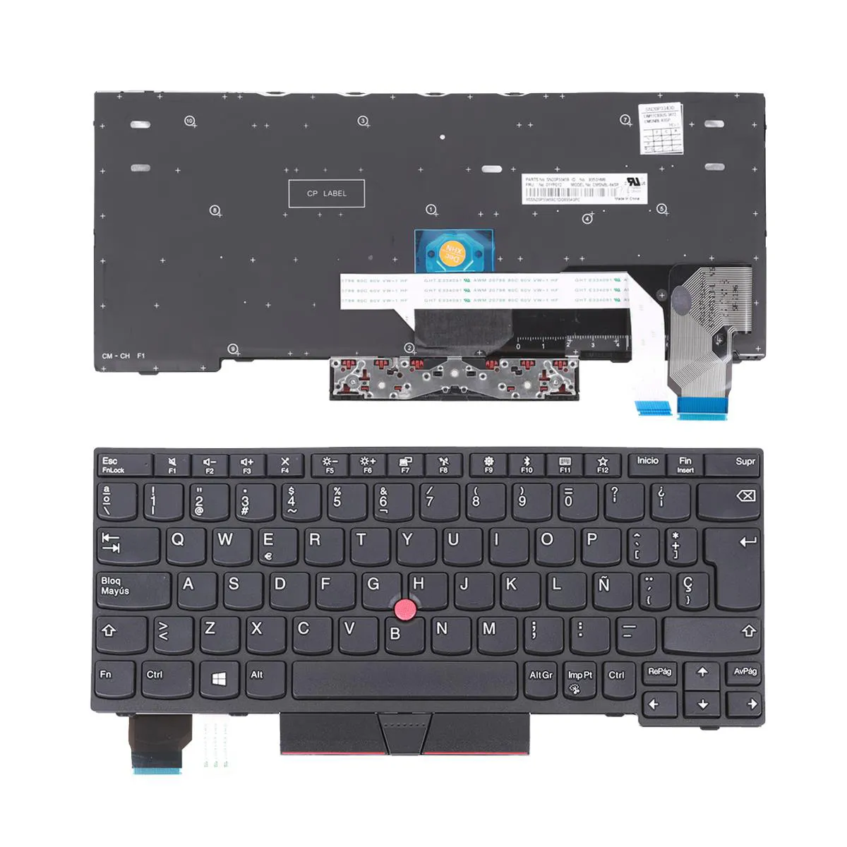 Teclado Espanhol Preto para Portátil Lenovo ThinkPad X280, A285, X390, X395 Series