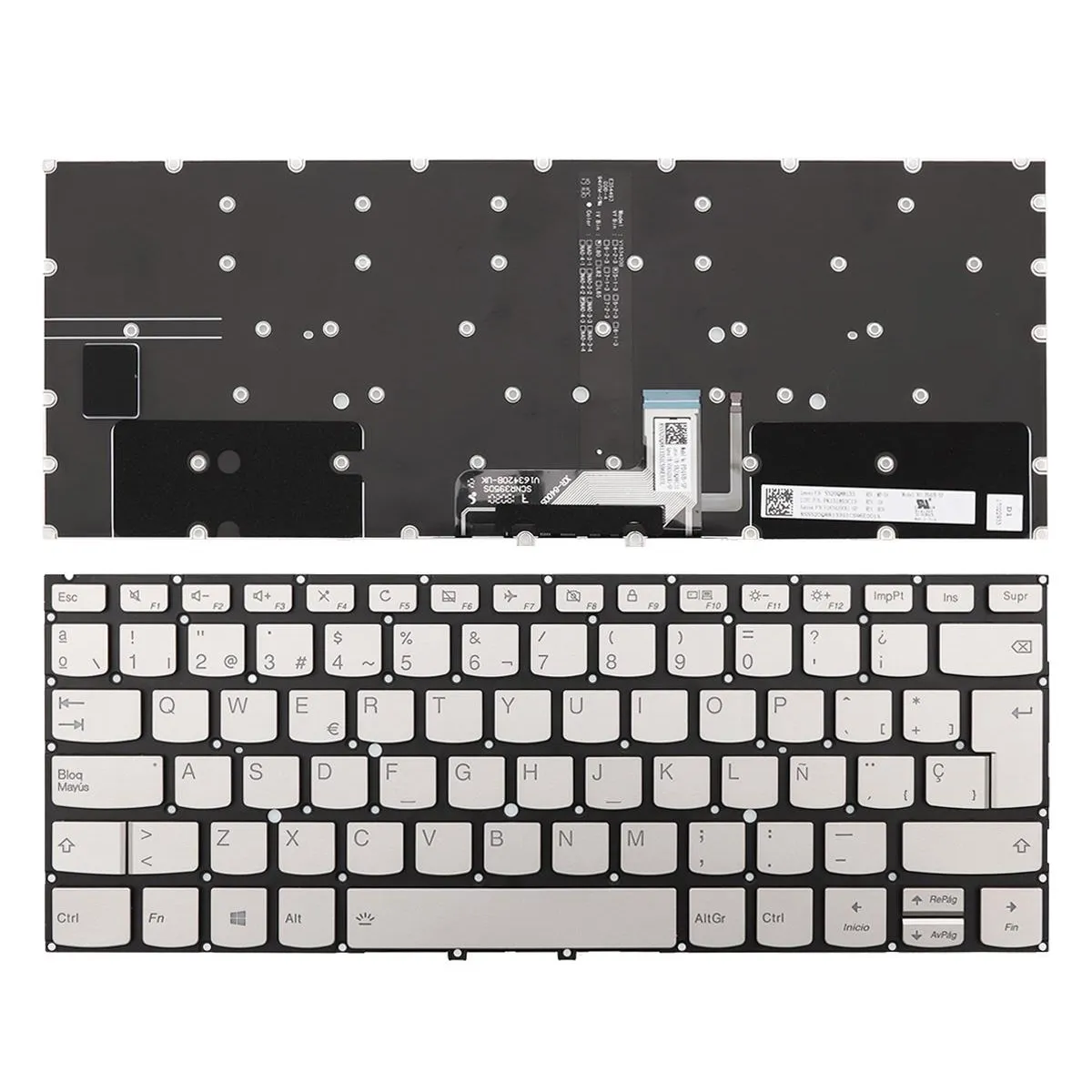 Teclado Retroiluminado para Portátil Lenovo Yoga C930-13 Cor Prata