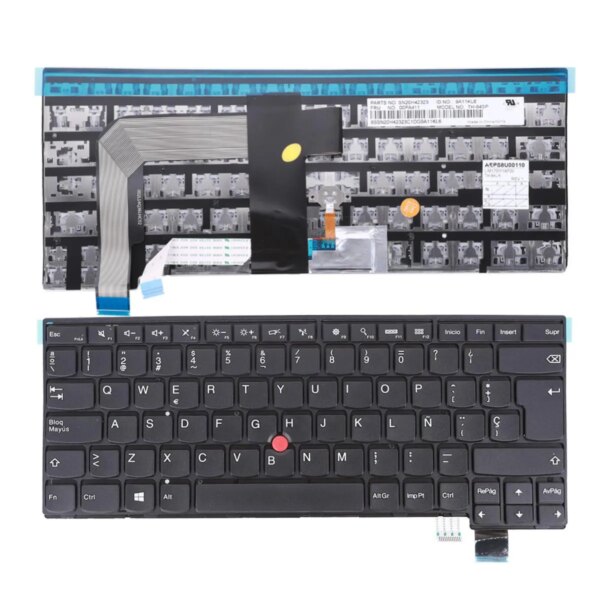 Teclado Portátil Lenovo ThinkPad T460P T470P Preto Espanhol Com Moldura