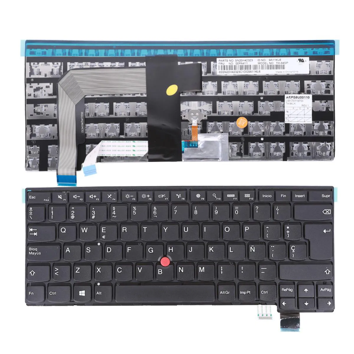 Teclado Portátil Lenovo ThinkPad T460P T470P Preto Espanhol Com Moldura