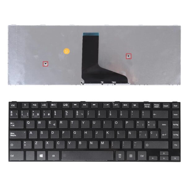 Teclado para Portátil Toshiba L40 L40-A C40-A C40-D Preto Castelhano com Moldura