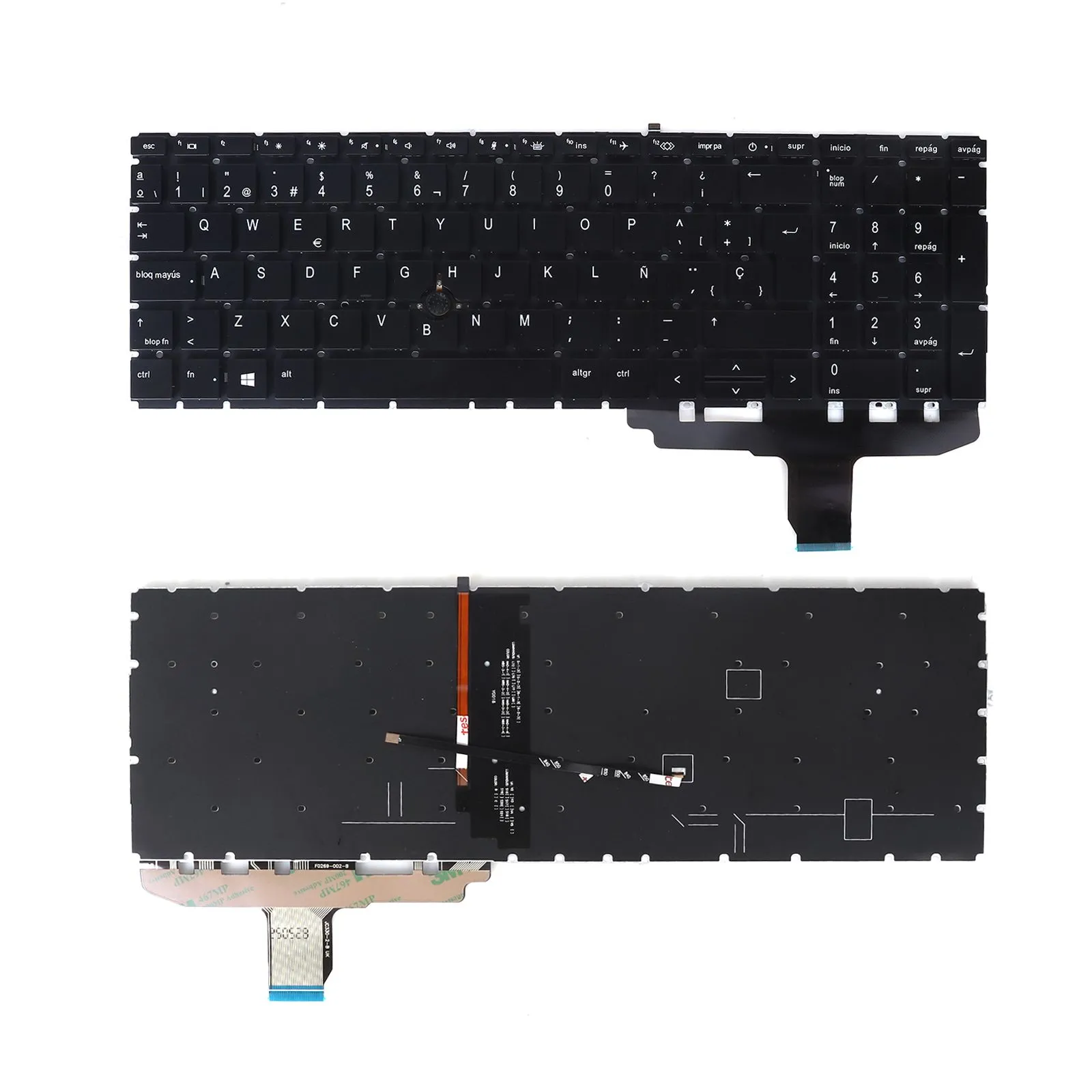 Teclado Retroiluminado Preto para Portátil HP EliteBook 850 G7 - Layout Espanhol