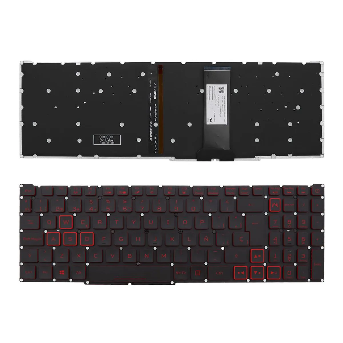 Teclado Retroiluminado Espanhol Preto para Portátil Acer Nitro 4, Nitro 5 AN515-XX e Nitro 7 AN715-51 Series
