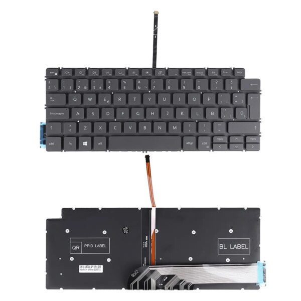 TECLADO RETROILUMINADO PARA LAPTOP DELL INSPIRON 13 5390 13 5391 13 7391 14 5493 14 5498 14 7490 14 7491, CINZA