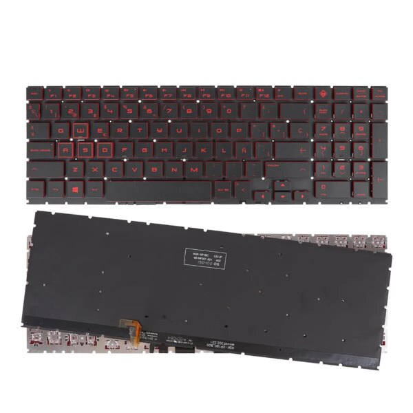 Teclado retroiluminado para portátil HP Omen 15-DC com iluminação LED preta - Compatível TPN-Q211