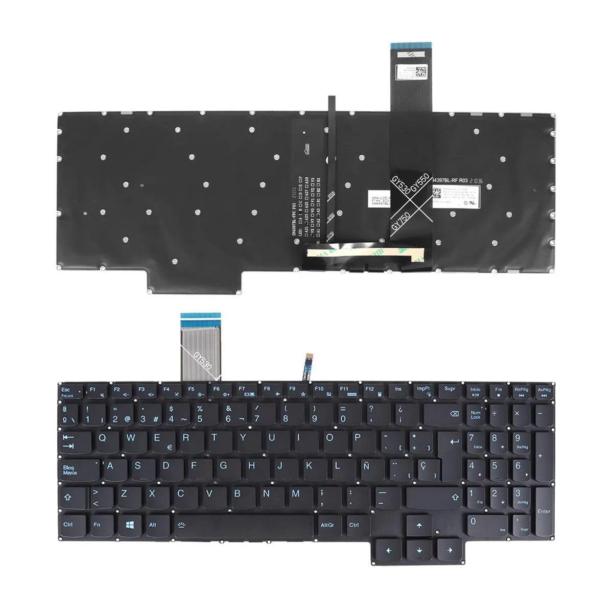 Teclado Retroiluminado Preto Espanhol para Portátil Lenovo IdeaPad 3-15 Series e GY530/GY550/GY570