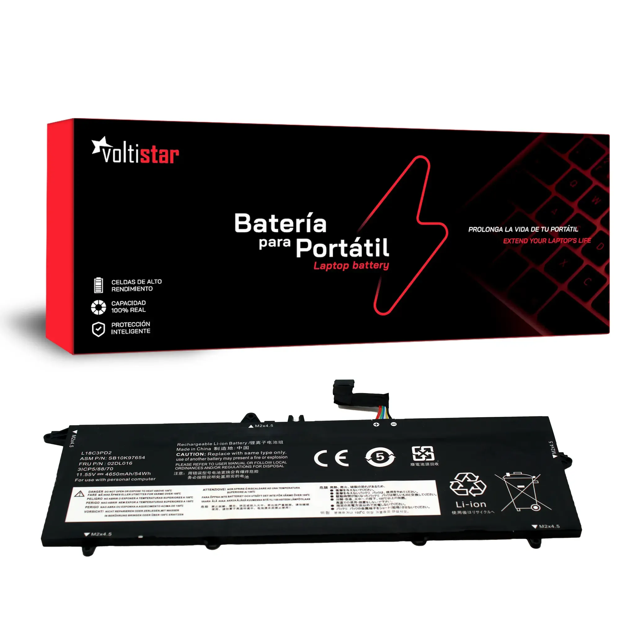 Bateria para Portátil Lenovo ThinkPad T490s T495s T14s Series L18C3PD2 - 11.55V 4650mAh