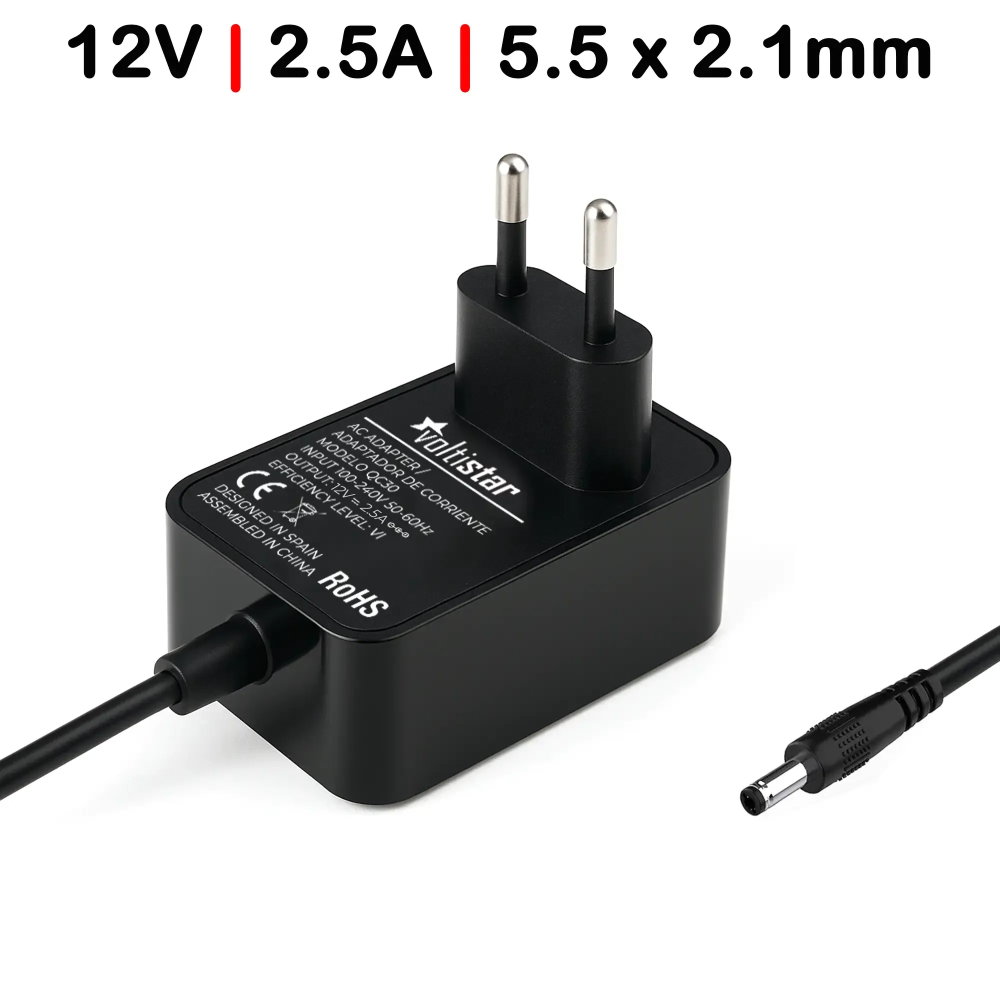 Carregador CCTV 12V 2.5A 30W Conector 5.5x2.1mm - Portáteis, Câmaras e Monitores